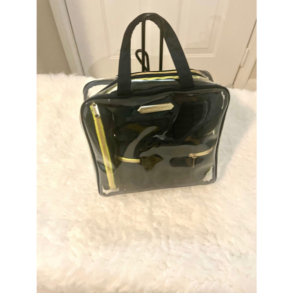 Aimee Kestenberg Ivy 4Pc Set Black quilted Python Travel makeup Case Gold zipper - Picture 2 of 9